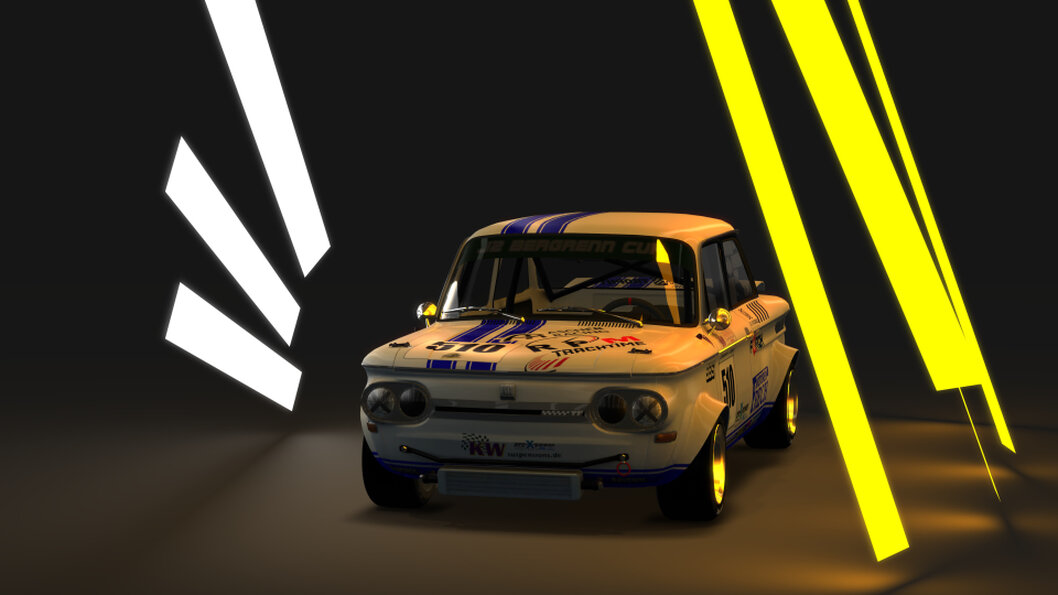Virtuelles NSU TT Fahrzeug mit dezenter Trackday-Lackierung